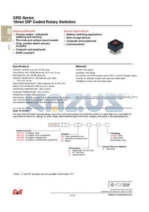 CRD16RM0CB datasheet - 10mm DIP Coded Rotary Switches