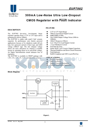 EUP7982-28MIR0 datasheet - 300mA Low-Noise Ultra Low-Dropout CMOS Regulator with Fault Indicator