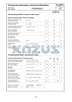 FS30R06XL4 datasheet - Hchstzulssige Werte / maximum rated values