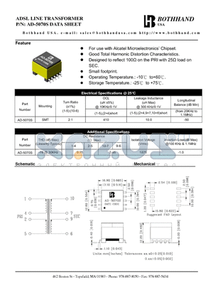 AD-5070S datasheet - ADSL LINE TRANSFORMER