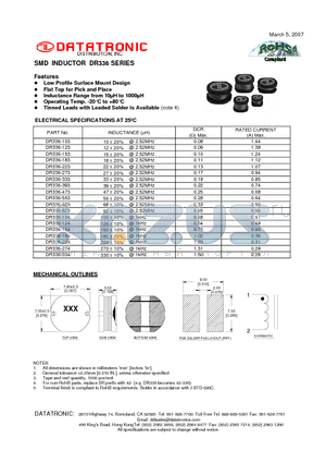 DR336-103 datasheet - SMD INDUCTOR