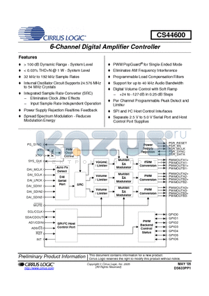 CRD44800-ST-FB datasheet - 6-Channel Digital Amplifier Controller