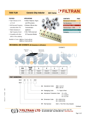 843102BT68N datasheet - THIN FILM Ceramic Chip Inductor