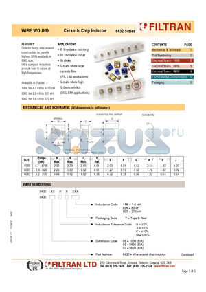 843203GT1N6 datasheet - WIRE WOUND Ceramic Chip Inductor