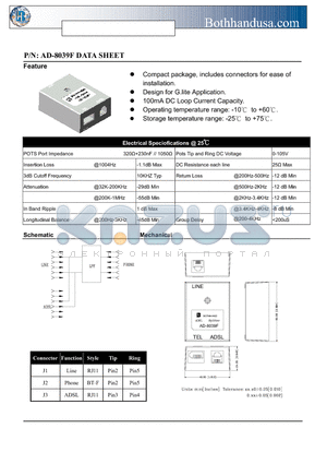 AD-8039F datasheet - ADSL CPE SIDE SPLITTER