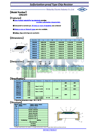 CRES06-103FV datasheet - Sulfurization-proof Type Chip Resistor