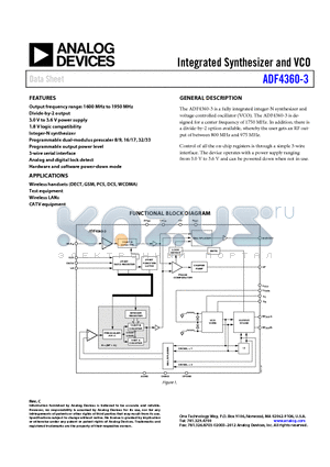 EV-ADF4360-3EB1Z datasheet - Integrated Synthesizer and VCO