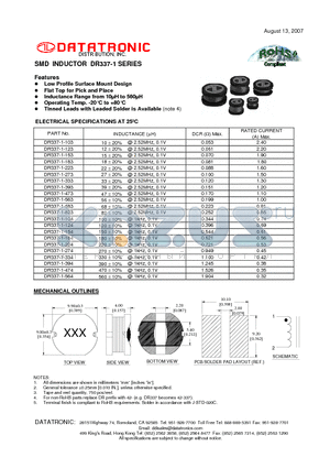 DR337-1-183 datasheet - SMD INDUCTOR