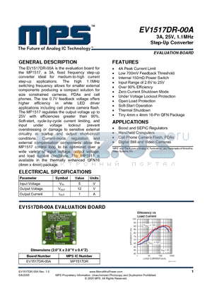 EV1517DR-00A datasheet - 3A, 25V, 1.1MHz Step-Up Converter