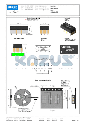 CRF05-1AS datasheet - 7 GHz High Frequency Reed Relay for 50ohm Impedance