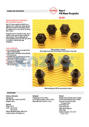 84589-0005 datasheet - Nano-C PCB Mount Receptacles