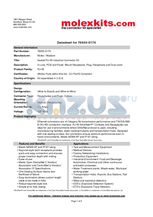 84702-0006 datasheet - In-Line, PCB and Panel Mount Receptacle, Plug, Receptacle and Dust cover