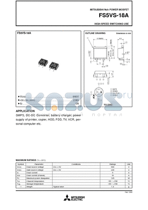 FS5VS-18A datasheet - HIGH-SPEED SWITCHING USE