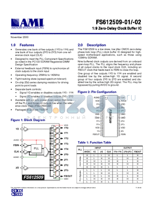 FS612509-02 datasheet - 1:9 ZERO DELAY CLOCK BUFFER IC