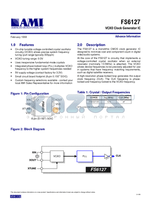 FS6127 datasheet - VCXO CLOCK GENERATOR IC