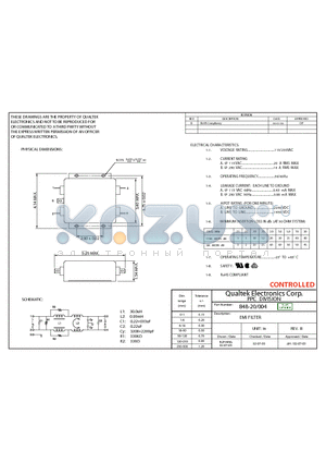 848-20004 datasheet - EMI FILTER