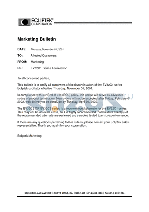 EV32C1B2C1-35.328MTR datasheet - CERAMIC SMD3.3V HCMOS/TTL VCXO