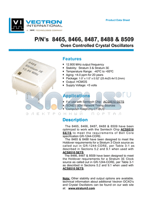 8487 datasheet - Oven Controlled Crystal Oscillators