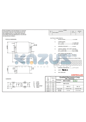 849-10-003 datasheet - EMI FILTER