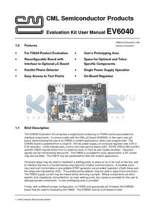 EV6040 datasheet - Evaluation Kit User Manual