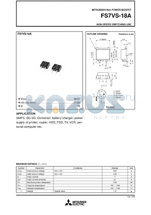 FS7VS-18A datasheet - HIGH-SPEED SWITCHING USE