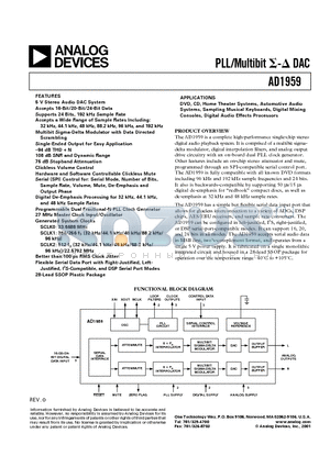 EVAL-AD1959EB datasheet - PLL/Multibit DAC