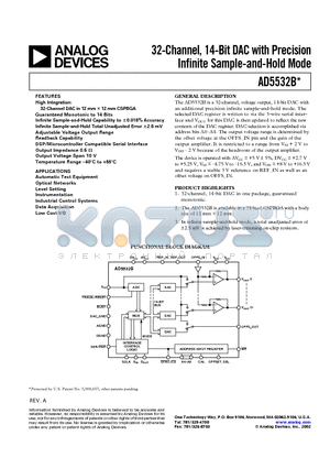 EVAL-AD5532EB datasheet - 32-Channel, 14-Bit DAC with Precision Infinite Sample-and-Hold Mode