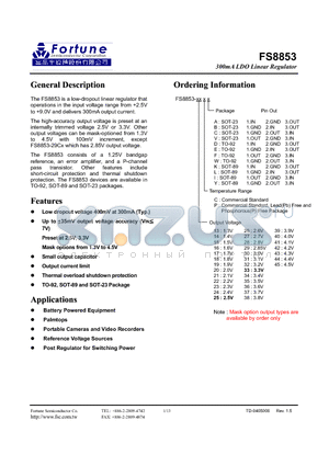 FS8853-15CA datasheet - 300mA LDO Linear Regulator