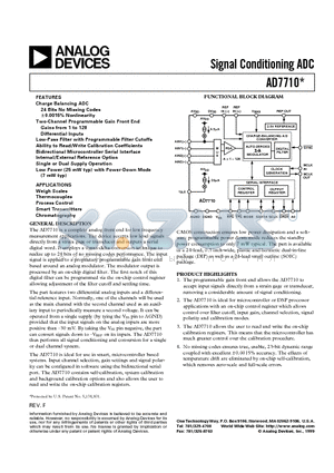 EVAL-AD7710EB datasheet - Signal Conditioning ADC