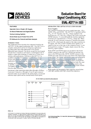 EVAL-AD7714-3EB datasheet - Evaluation Board for Signal Conditioning ADC