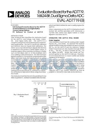 EVAL-AD7719-EB datasheet - Evaluation Board for the AD7719, 16&24-Bit, Dual Sigma Delta ADC