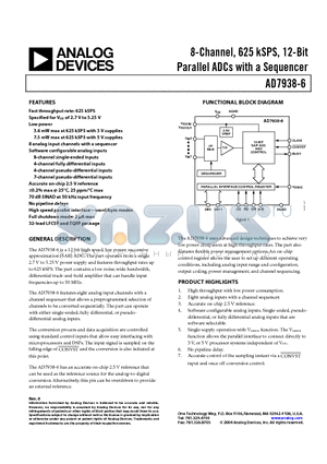 EVAL-AD7938-6CB datasheet - 8-Channel, 625 kSPS, 12-Bit Parallel ADCs with a Sequencer