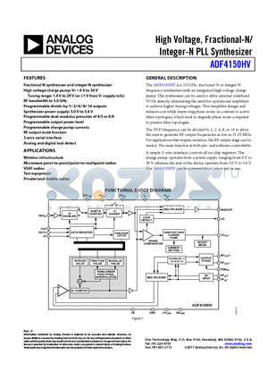 EVAL-ADF4150HVEB1Z datasheet - High Voltage, Fractional-N