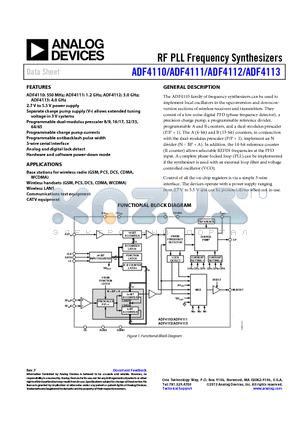 EVAL-ADF4113EBZ1 datasheet - RF PLL Frequency Synthesizers