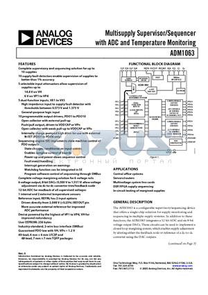 EVAL-ADM1063TQEB datasheet - Multisupply Supervisor/Sequencer with ADC and Temperature Monitoring