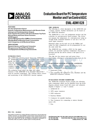 EVAL-ADM1028 datasheet - Evaluation Board for PC Temperature Monitor and Fan Control ASIC