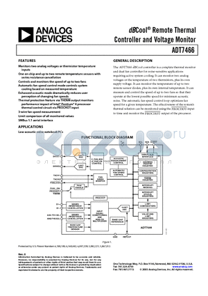 EVAL-ADT7466EB datasheet - dBCool Remote Thermal Controller and Voltage Monitor