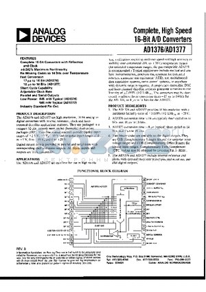 AD1316 datasheet - Complete, High Speed 16-Bit A/D Converter