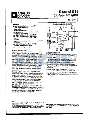 AD1362KD datasheet - 16-Channel,12-Bit Data Acquisition System