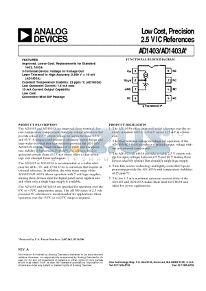 AD1403 datasheet - Low Cost, Precision 2.5 V IC References