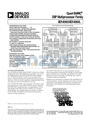 AD14060 datasheet - Quad-SHARC DSP Multiprocessor Family