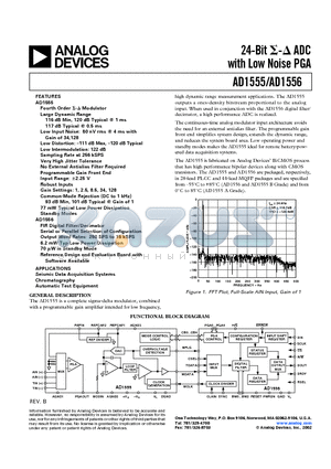 AD1555AP datasheet - 24-Bit ADC WITH LOW NOISE PGA