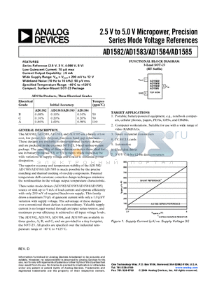 AD1582A datasheet - 2.5 V to 5.0 V Micropower, Precision Series Mode Voltage References