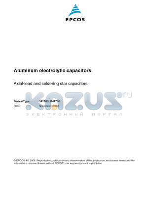 B41690 datasheet - Aluminum electrolytic capacitors