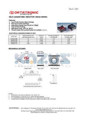 DR345-090 datasheet - SELF-LEADED SMD INDUCTOR