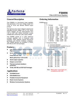 FS8856-36PK datasheet - 550mA LDO Linear Regulator