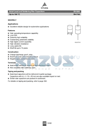 B41693A8107Q007 datasheet - Axial-Lead and Soldering Star Capacitors