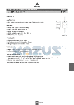 B41694A5108Q007 datasheet - Axial-Lead and Soldering Star Capacitors