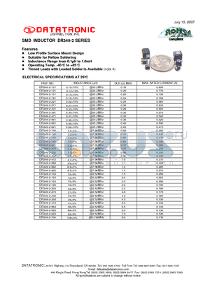 DR349-2-223 datasheet - SMD INDUCTOR