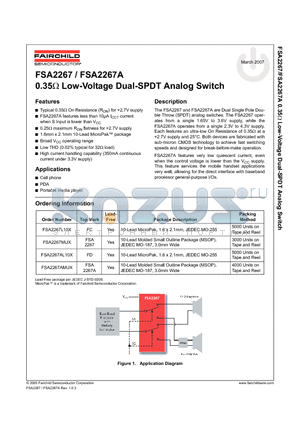 FSA2267L10X datasheet - 0.35Y Low-Voltage Dual-SPDT Analog Switch